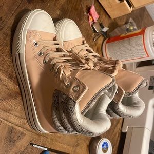 - Patent leather PEACH AND SNAKESKIN sneaker WEDGE